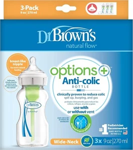 Dr. Brown's Natural Flow Options Anti-coli Wide Neck Bottle 3X 9 oz 270 ml #1 - Picture 1 of 5