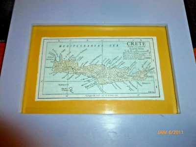 Mapa de colección Grecia histórica 2000 aC mapa de Creta 2,5 x 4,5" enmarcado coloreado a mano Foto 1 de 4