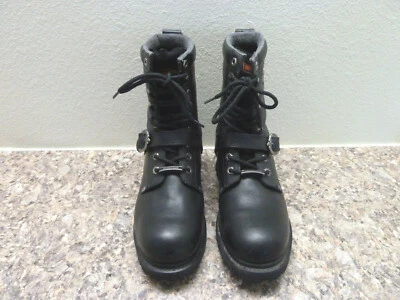 Mens Harley Davidson Black Leather Motorcycle Boots Size 9 Faded Glory 91003 - Image 1 of 4