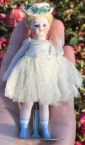 Original French All Bisque Mignonette 5”French Mignonette Swivel Head Glass Eyes - Picture 1 of 18