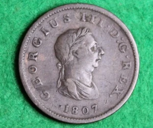 * 1807 CIRCULATED TONED HALF PENNY ENGLISH AS IMAGED #CEG56 - Picture 1 of 8