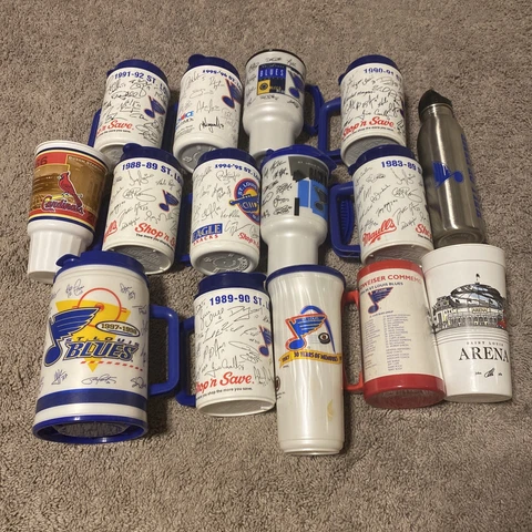 St. Louis Blues SGA LOT OF 15 -CUPS MUGS GLASSES TANKARDS THE ARENA ,KIEL CENTER Cover