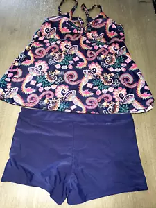 COSTUME DA BAGNO DA DONNA NUOVO SENZA ETICHETTE TAGLIE FORTI XXXL 2 PZ PAISLEY COLORATO BELLO! - Foto 1 di 2