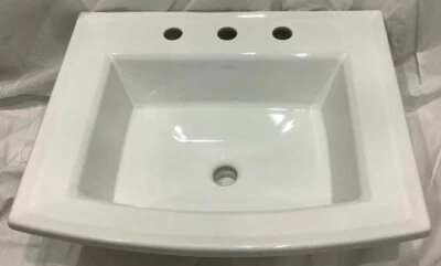 Fregadero de baño autocortante con arquero Kohler K-2356-8-0 con centros de 8 pulgadas, blanco Foto 1 de 4