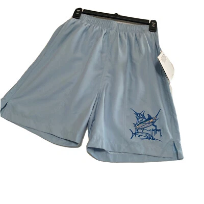 Bermuda de natação Guy Harvey Lt azul masculina S-2XL terno troncos bolsos laterais veleiro - Imagem 1 de 4
