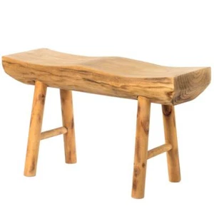 Vintiquewise Entryway Bench Edge Log Accent 19"Hx32"Wx10.5"D Solid Wood Natural - Picture 1 of 8