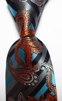 New Classic Paisley Gold Black Blue Gray JACQUARD WOVEN Silk Men's Tie Necktie