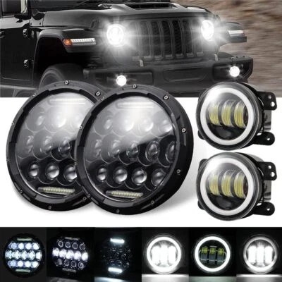 Faros antiniebla LED de 7 pulgadas señal de giro halo 4x para Jeep Liberty 2003-2007 Foto 1 de 4