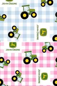 2 mezze iarde - John Deere Nursery rosa e blu plaid mezza iarda confezione - Foto 1 di 2