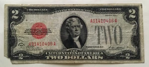 1928 A $2 Legal Tender FR 1502 Red Seal AA block missing corner & tiny torn - Picture 1 of 2