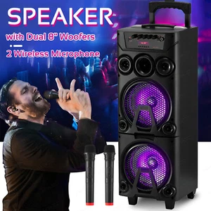 8" Wireless Bluetooth Speaker with Mic - LED Lights, TWS, USB/AUX, Rechargeable - Picture 1 of 21