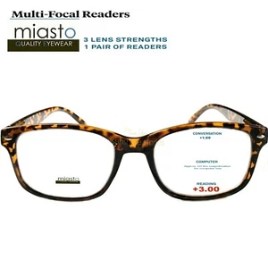 NUEVAS GAFAS DE LECTURA PARA COMPUTADORA RECTANGULAR MULTIFOCAL MIASTO + 3.00 MARRÓN (SIN LÍNEA) - Imagen 1 de 2