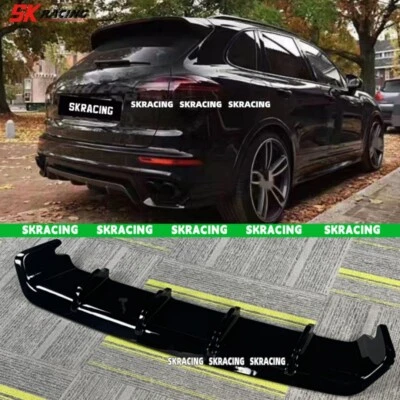 Ajuste 2015-2018 Porsche Cayenne 958.2 GTS preto brilhante para-choque traseiro de carro difusor labial - Imagem 1 de 4
