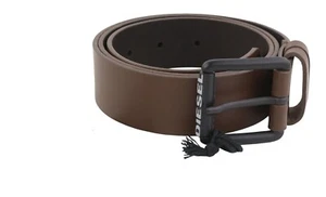 Diesel B-Lamon Herren Gürtel 85 CM Braune Kuhleder Extra Touch Schnalle Logo - Bild 1 von 9