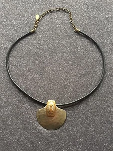 Women's Vintage Necklace Hammered Mixed Metals Baer SF Pendant - Picture 1 of 8