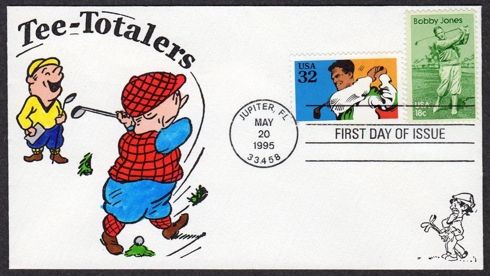 1995 Recreational Sports GOLF - Bedford (PA) Cachets Colored COMBO FDC M757 - Image 1 of 1