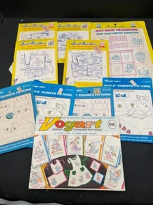 Lot of 10 Vintage Hot Iron Transfers Flower Chickens Cats Aunt Marthas Vogart - Picture 1 of 11