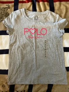 New Girls Size 6 Grey Ralph Lauren Polo Tshirt - Picture 1 of 2