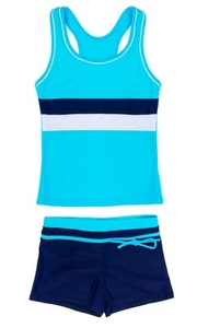 Little Girls' Summer Swimwear Two Piece Boyshort Tankini Kids Swimsuit (Blue,... - Picture 1 of 5