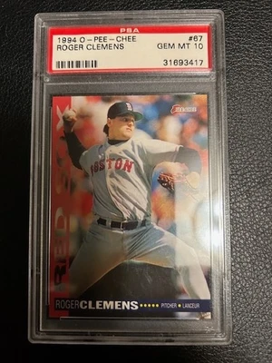 1994 O-Pee-Chee #67; Roger Clemens, Red Sox, PSA 10 low pop - Image 1 of 2