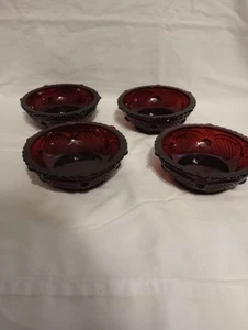 Lot of 4 Vintage Avon 1876 Ruby Red Cape Cod 5-3/8" Fruit Dessert Bowls - Picture 1 of 4