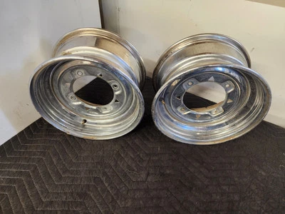#A379 2002 Polaris Sportsman 500 /02-04 700 Chrome Oem Front Wheel Rim SET 12x6  - Image 1 of 4