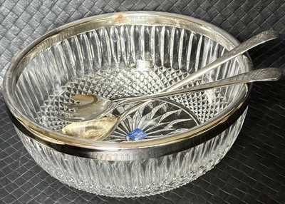 Juego de ensaladas de 3 piezas FB Rogers Silver Company borde plateado y servidores Italia Foto 1 de 4