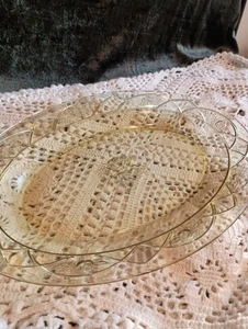 Vintage Yellow Depression Glass 12" x 8" Oval Platter Serving Dish Roses - Picture 1 of 7