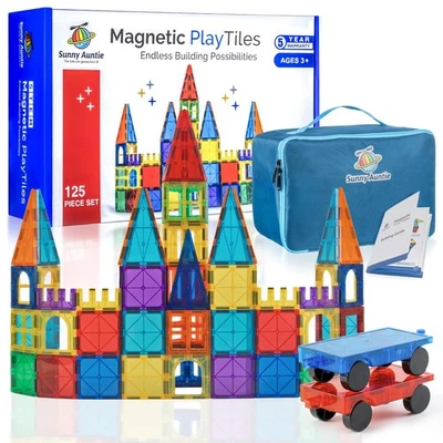 Azulejos magnéticos 125 piezas XL Set Juguetes de construcción para niños 3-8 niños y niñas STEM regalo Foto 1 de 4
