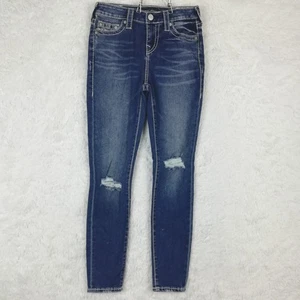 True Religion Womens Jeans Halle Mid Rise Super Skinny Blue Denim Medium Wash 27 - Picture 1 of 13