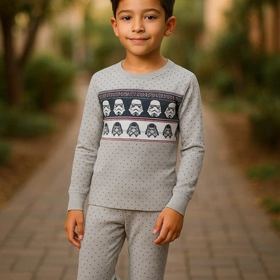 Pijama Hanna Andersson Talla 6-7 120 Gris Star Wars Stormtrooper Fair Isle Equipado Foto 1 de 4