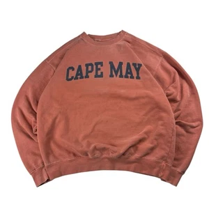 Vintage 90’s Cape May Faded Pigment Dye Orange Crewneck Sweatshirt Size Medium - Picture 1 of 7