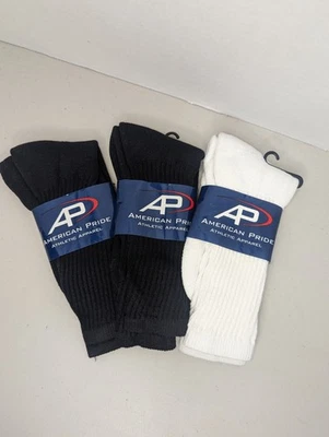 Zapato para hombre American Pride talla 10-13 (2) negro (1 blanco) calcetines deportivos Foto 1 de 4