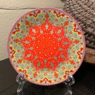 Philippe Deshoulieres Limoges Dhara Red 6" Bread & Butter Plate w/ Tag Pristine - Image 1 of 4