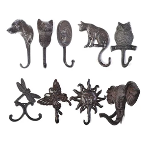 Vintage Rustic Animal Hook Key Towel Hat Coat Clothes Hanger Wall Rack Organizer - Picture 1 of 15