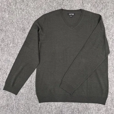 Suéter Pullover Cazador Verde Para Hombre APT.9 Mezcla Lana Merino Cuello en V Talla L Grande Foto 1 de 4