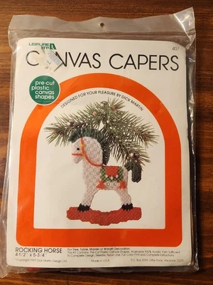 Vintage Canvas Capers Rocking Horse Diy Leisure Arts Plastic Canvas Sealed Kit  - Image 1 of 4