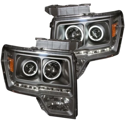 Anzo 111298 Black Housing Headlights 2009-2014 Ford F-150 Projector w/Halo Clear Foto 1 de 2