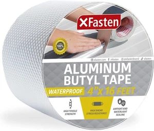 XFasten Super Waterproof Aluminum Butyl Tape, 4-Inch x 16-Foot, Aluminum Foil Ta - Picture 1 of 4