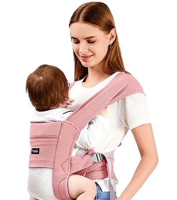 Baby Carrier Pink Cotton Mesh Ergonomic Sling Newborn to Toddler Adjustable - Image 1 of 4