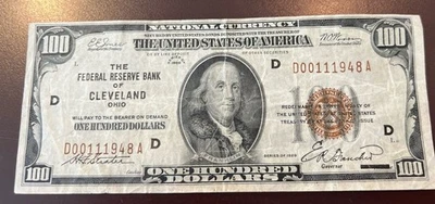Cleveland - $100 1929 National Currency - Image 1 of 2