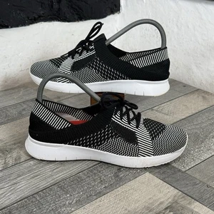 Fitflop Marble Knit Black Grey UK 5 Slip On Trainers Comfort Shoes Lightweight - Picture 1 of 21