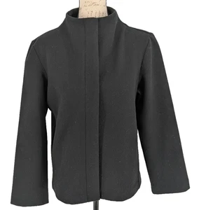 BANANA REPUBLIC Cropped Blazer Small Black Zip High Neck Whimsey Goth - Picture 1 of 11