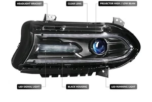 DNA MOTORING OE Style Front Left Driver 2015-2022 Dodge Charger, OEM-HL-0286-L - Picture 1 of 6
