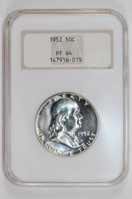 1952 PROOF FRANKLIN HALF DOLLAR NGC PR64 OLD FATTY HOLDER - Image 1 of 2
