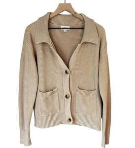 Evereve hellbraune adrette Heritage Damen-Cardigan Rippstrick Knopfleiste mit Taschen Gr. S - Bild 1 von 8