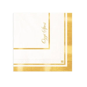 16 Tovaglioli in carta BIANCO stampa OGGI SPOSI oro LUCIDO - 25x25cm - 2 veli - Foto 1 di 1