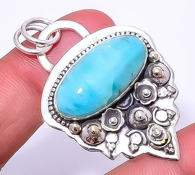 Larimar - Colgante Bali de plata de ley 925 República Dominicana 1,95" A375 Foto 1 de 4