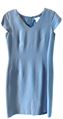 Платье-футляр женское COLDWATER CREEK без рукавов шелк/лен размер 8 небесно-голубое - Изображение 1 из 4