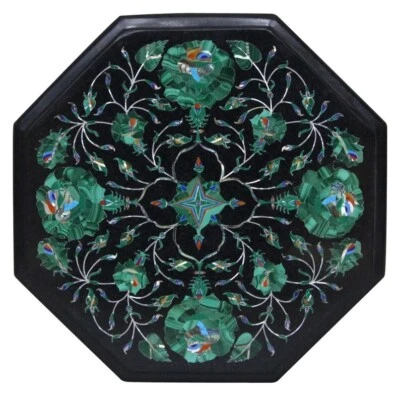 Marble Inlay Side & End Table Handmade Pietra Dura Marble Inlay Coffee Table - Image 1 of 4